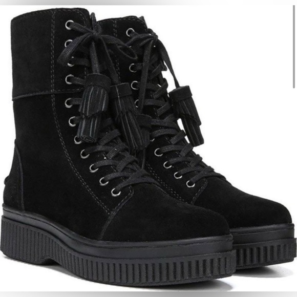 Franco Sarto L-Becks Boots Size 9 Black Suede Leather - Picture 1 of 12